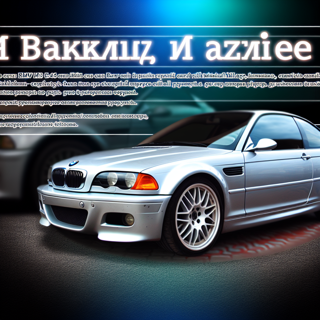 Уникальный BMW M3 E46 с минимальным пробегом продается в Казахстане